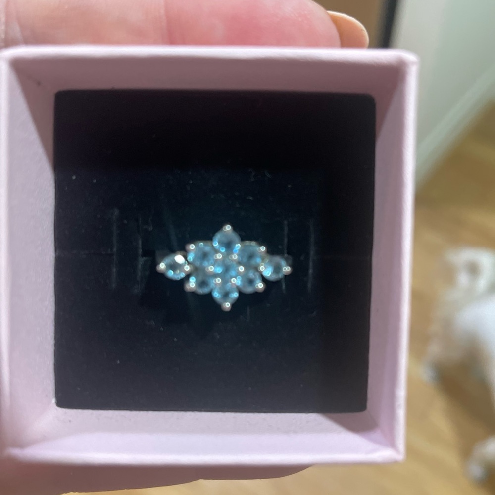 SS Blue Topaz Cocktail Ring - Picture 5 of 7